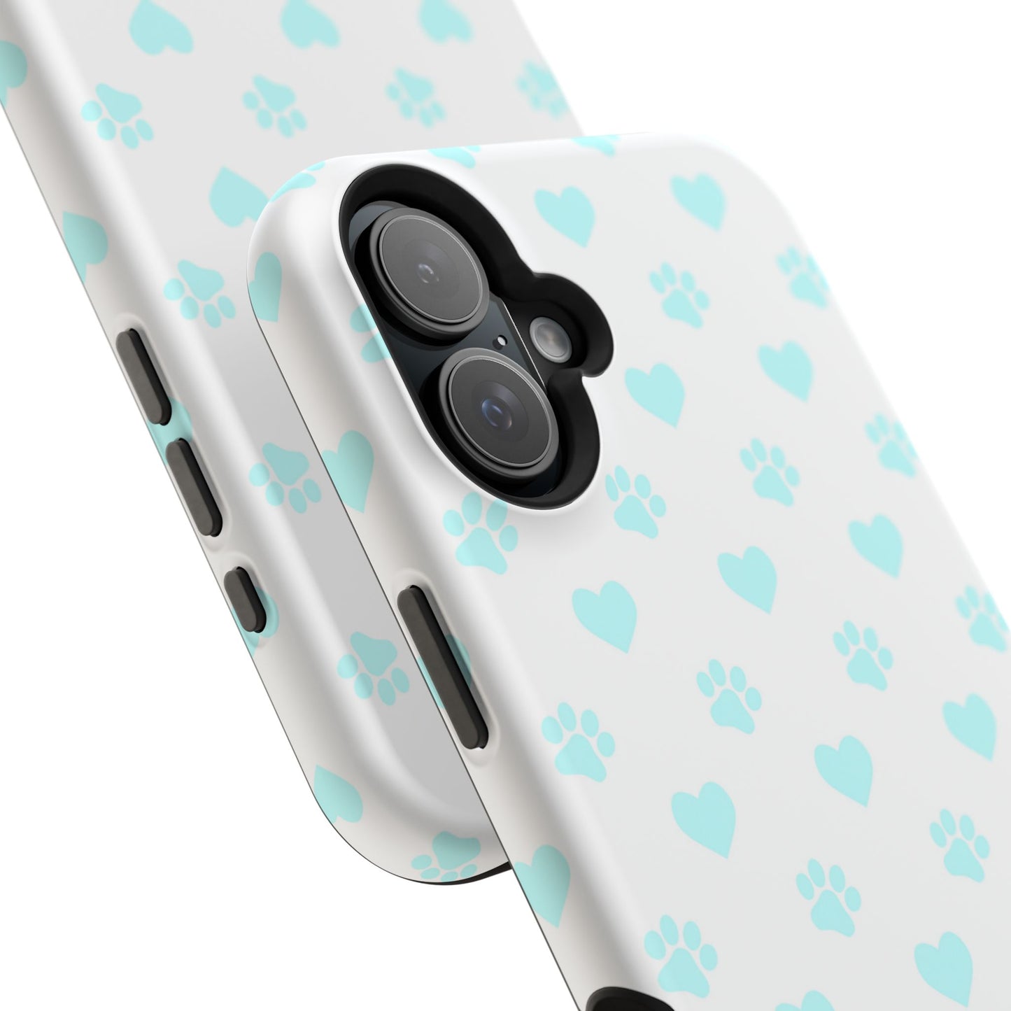 MagSafe Case - Aqua Paw Print & Heart Design