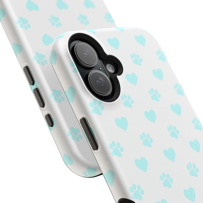 MagSafe Case - Aqua Paw Print & Heart Design