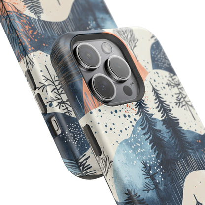 Winter Forest MagSafe iPhone Case | Watercolor Trees & Mountains