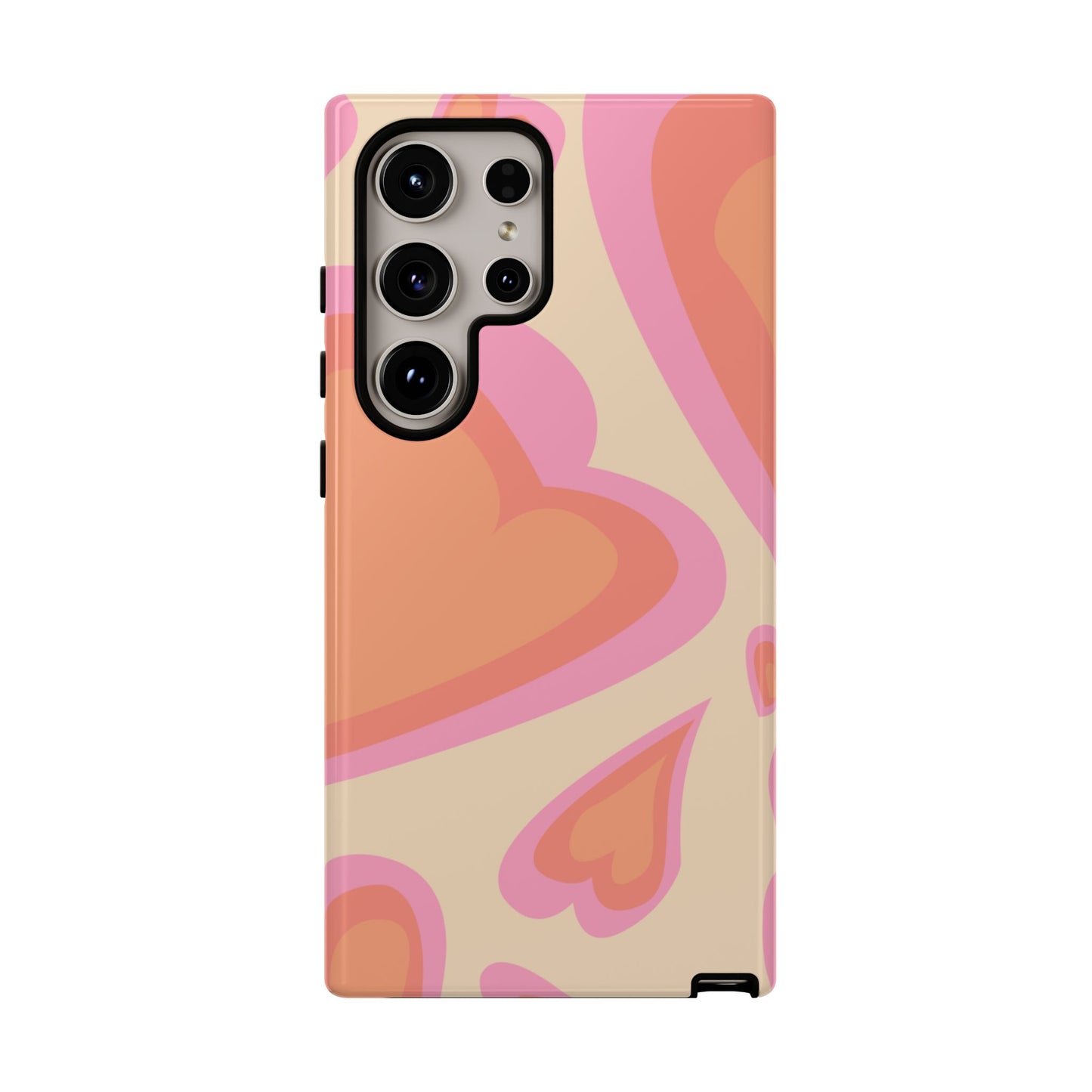 Retro Pink Hearts Samsung Galaxy Case – Shock-Resistant, Matte Finish, Dual-Layer Protection