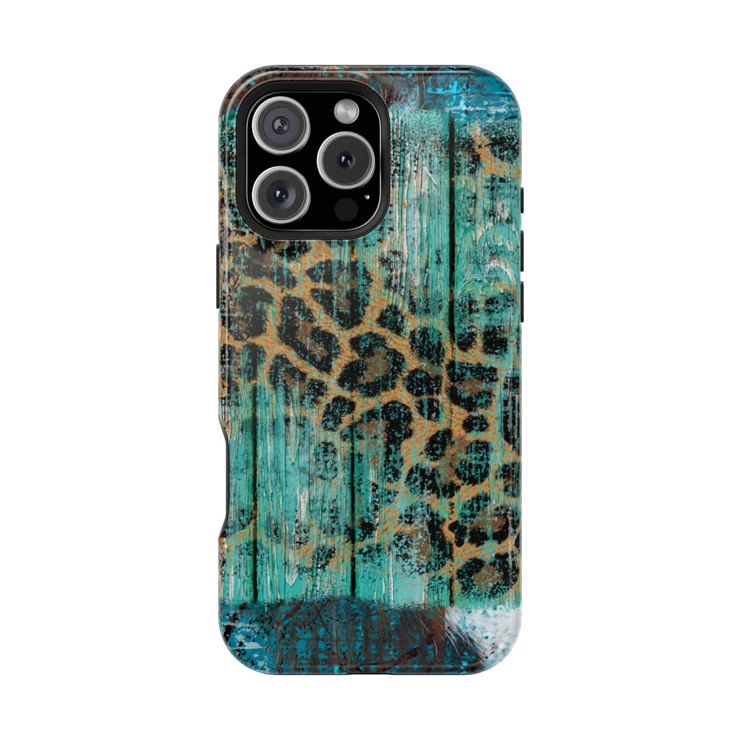 Turquoise Rustic Leopard Wood - MagSafe  iPhone Series Case