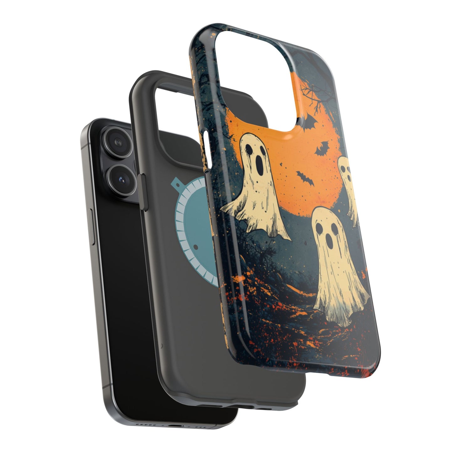 Haunted Ghosts & Full Moon MagSafe iPhone Case – Spooky Halloween Design