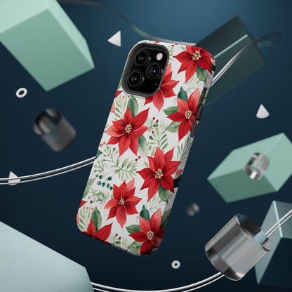 Festive Poinsettia Holiday Pattern – MagSafe iPhone Series Case