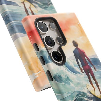 Surfer’s Sunset Wave Samsung Galaxy Case – Vibrant Watercolor Design