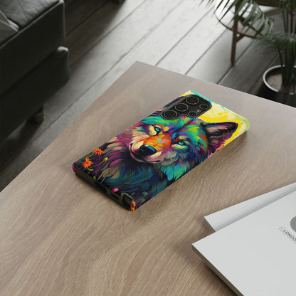 Rainbow Wolf in Bloom – Samsung Galaxy Case with Vivid Nature Design