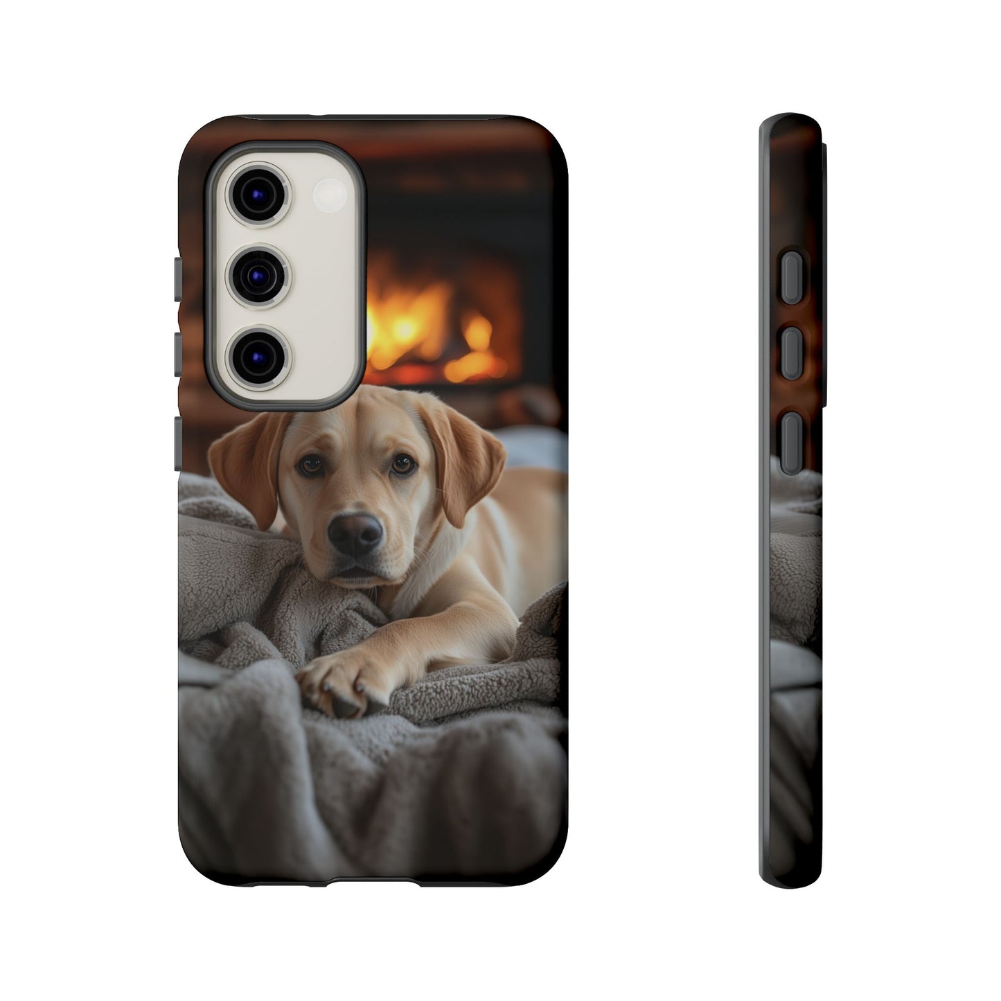 Cozy Golden Retriever by the Fireplace - Samsung Galaxy Case