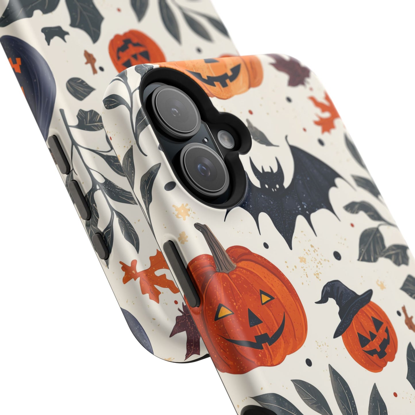 Spooky Halloween MagSafe iPhone Case – Pumpkins, Bats, and Spider Design