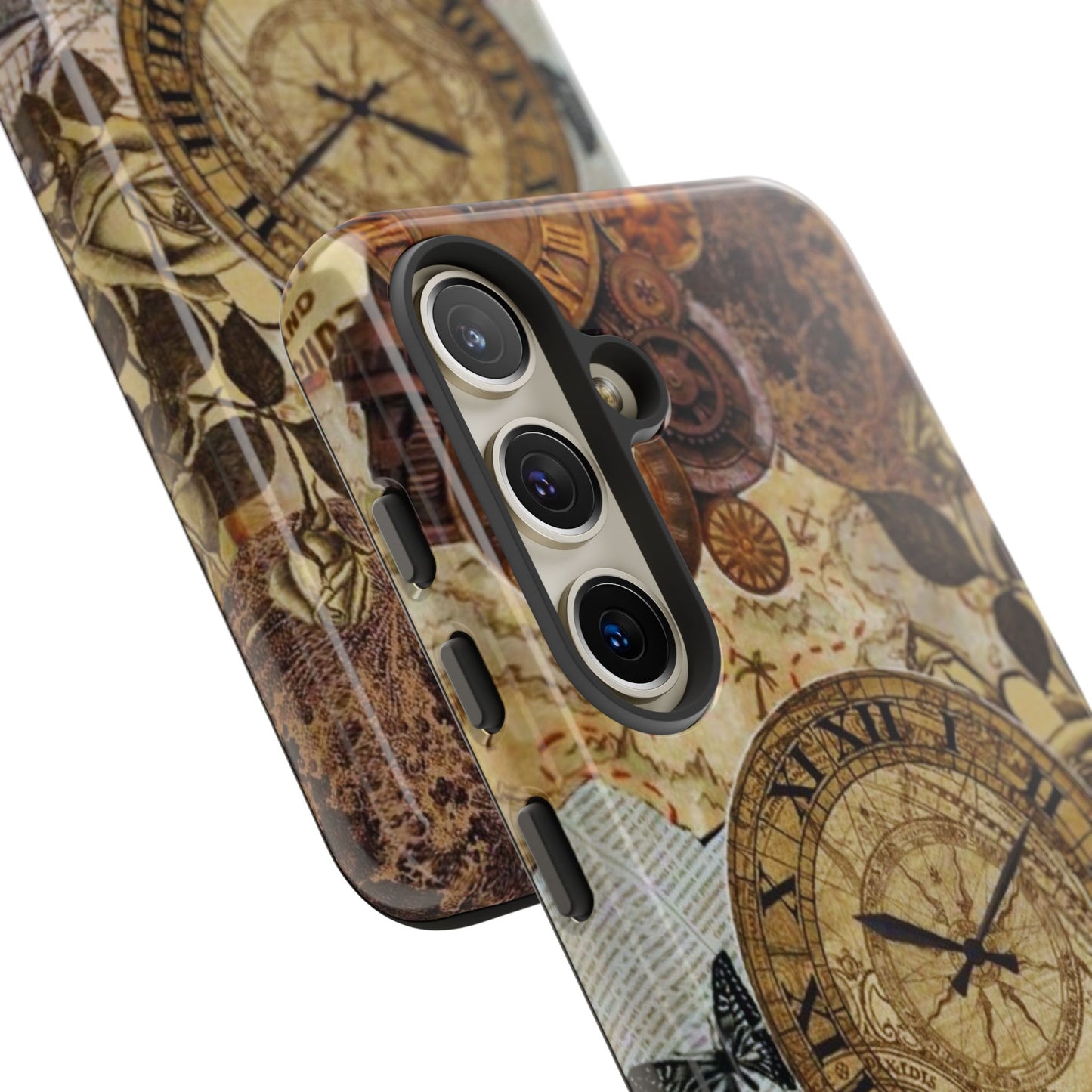 Steampunk Vintage Adventure Samsung Galaxy Case – Dual - Layer Protection with Antique Map and Clock Design - BOGO Cases