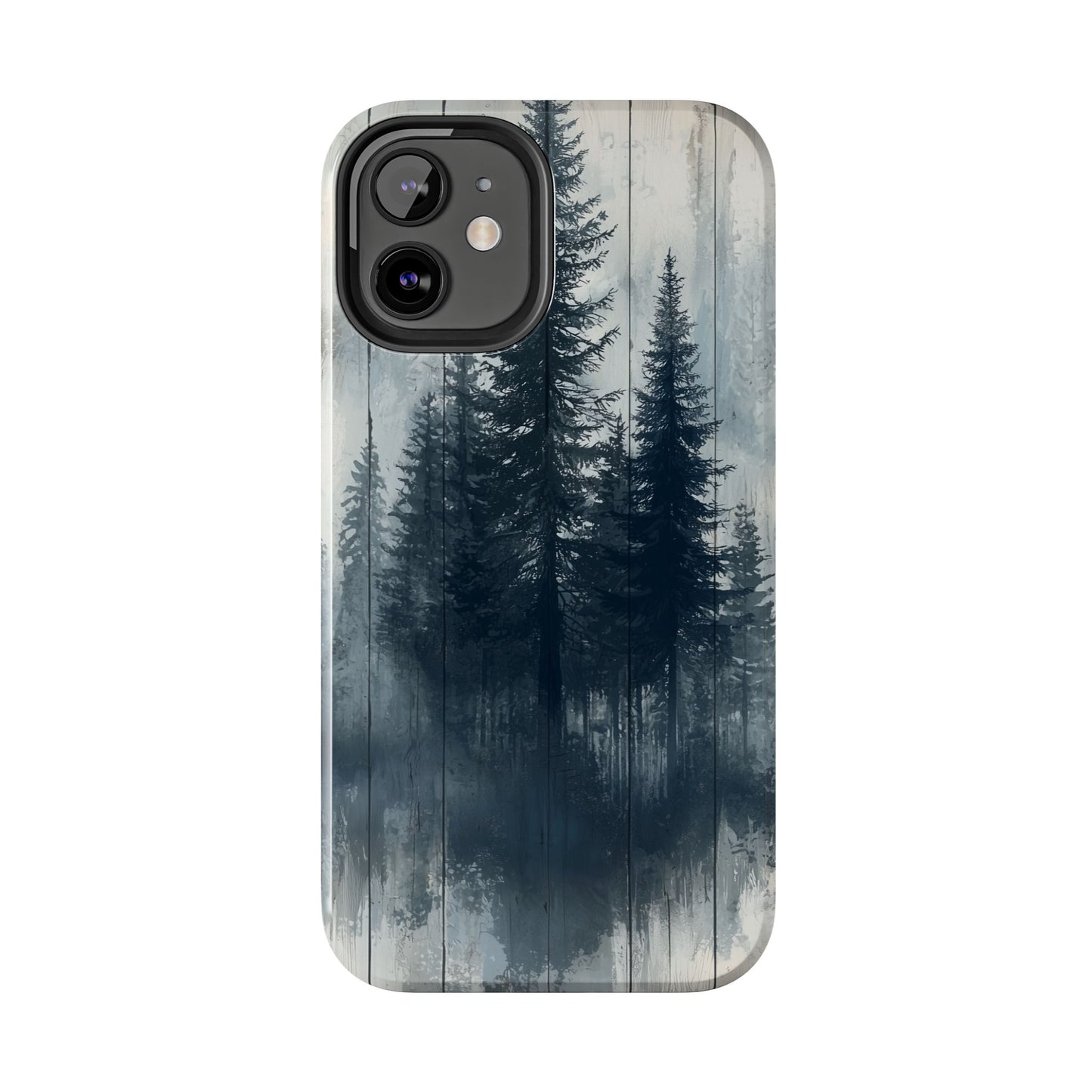 Rustic Pine Forest iPhone Case - Blue Toned Woodland Country Design