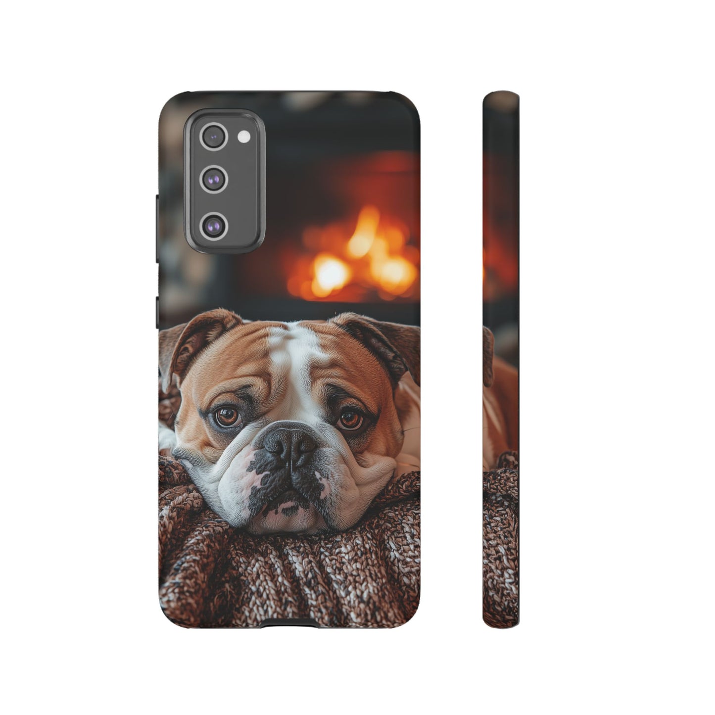 Cozy Bulldog Samsung Galaxy Case – Fireside-Inspired Protective Cover