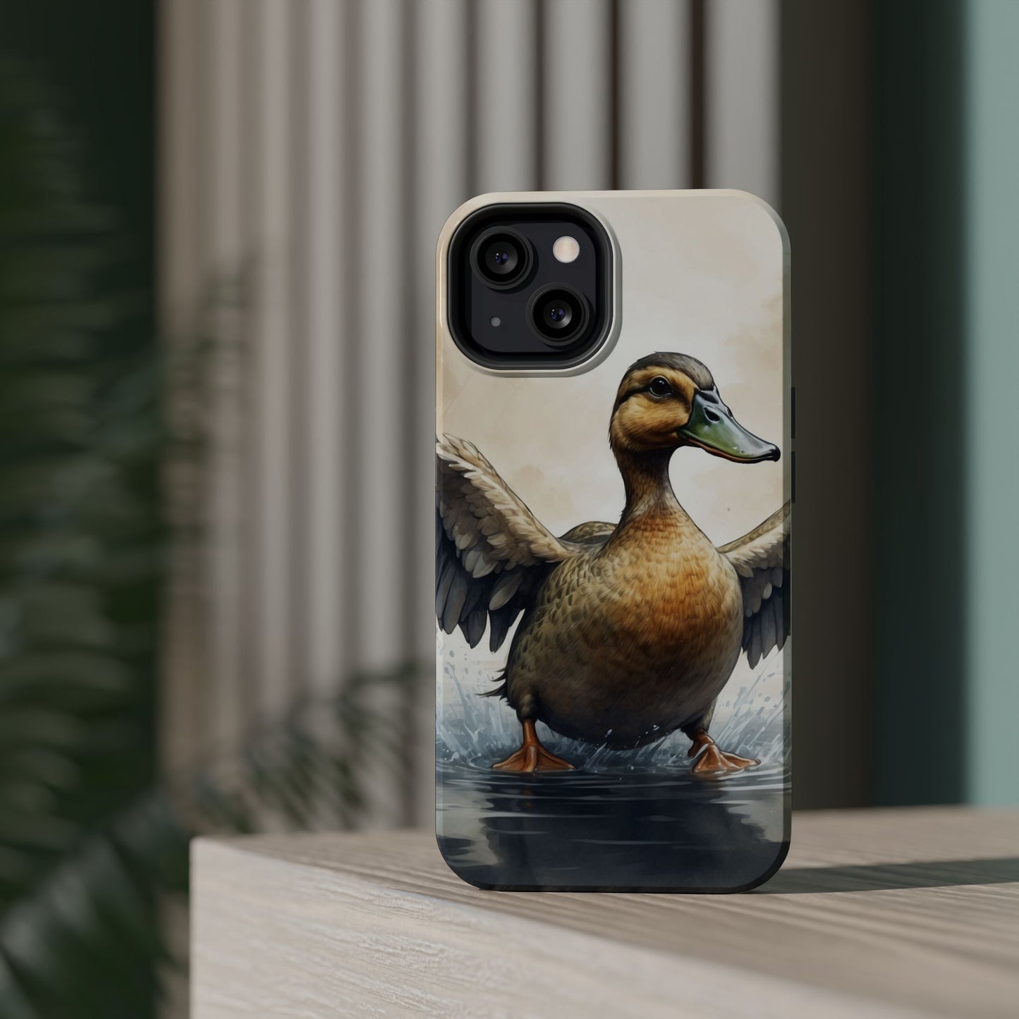 Graceful Duck in Watercolor Scene - MagSafe iPhone Case