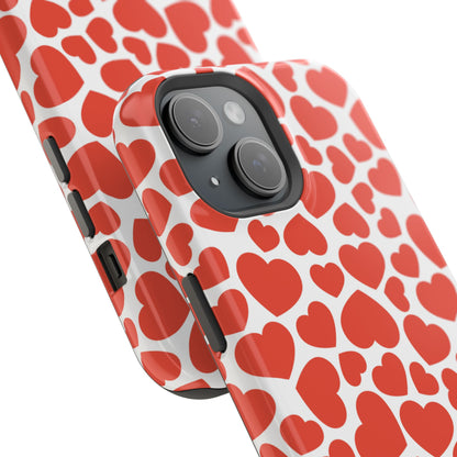 Playful White Hearts on Red MagSafe Case