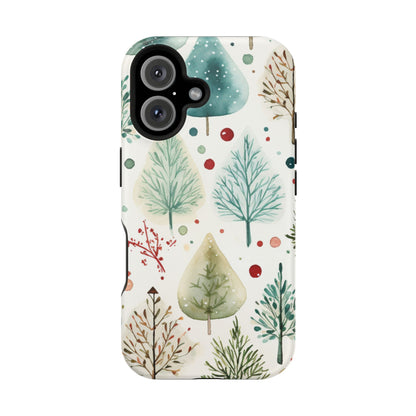 Watercolor Winter Trees MagSafe iPhone Case – Nature-Inspired, Holiday Theme Protective Cover