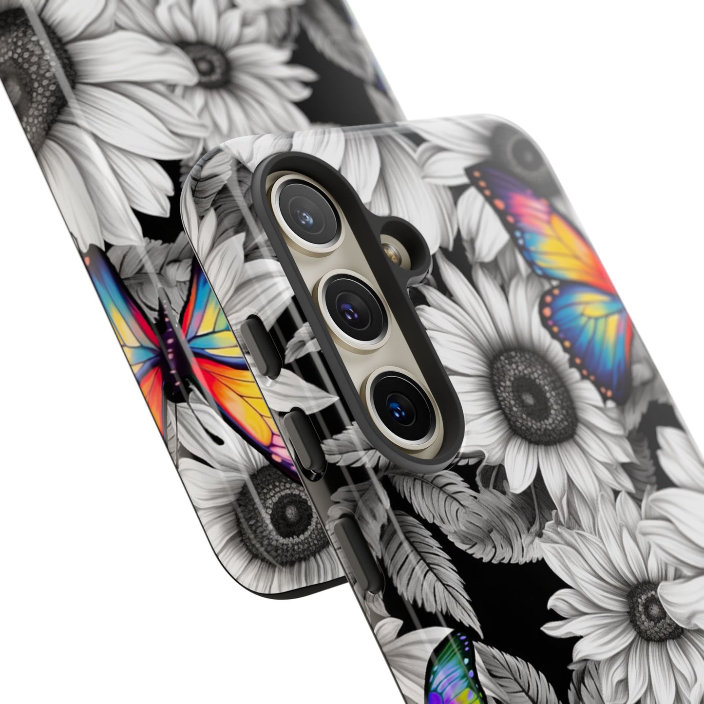 Rainbow Butterflies & Monochrome Sunflowers – Samsung Galaxy Case