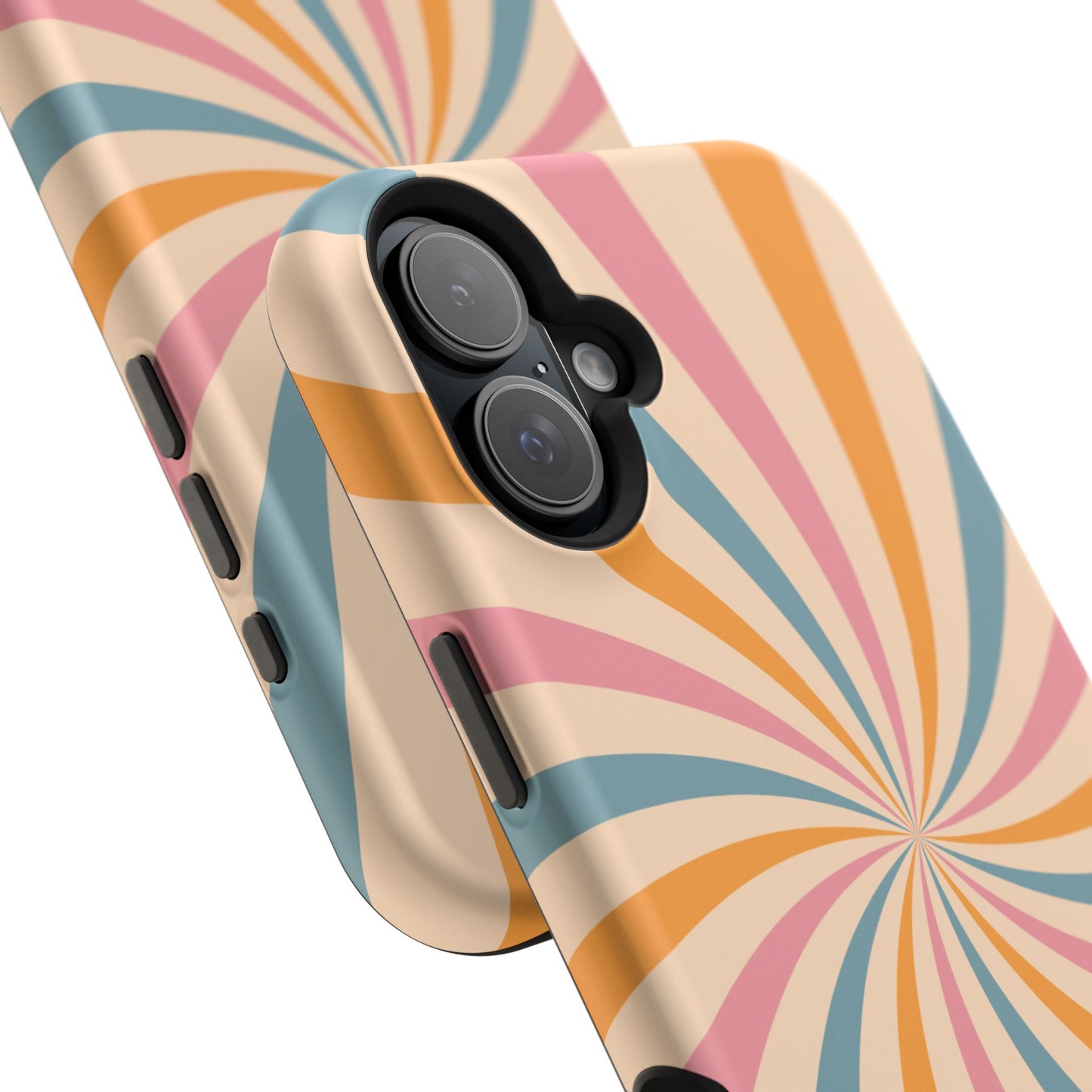 Retro Swirl Pattern MagSafe iPhone Case – Bold 70s Vibe in Pink, Orange, and Orange