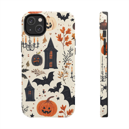 Haunted Halloween iPhone Case – Haunted House, Bats, and Pumpkins Design