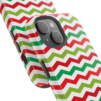 Vibrant Fiesta Chevron – Yellow Green, Green & Red Geometric MagSafe Case