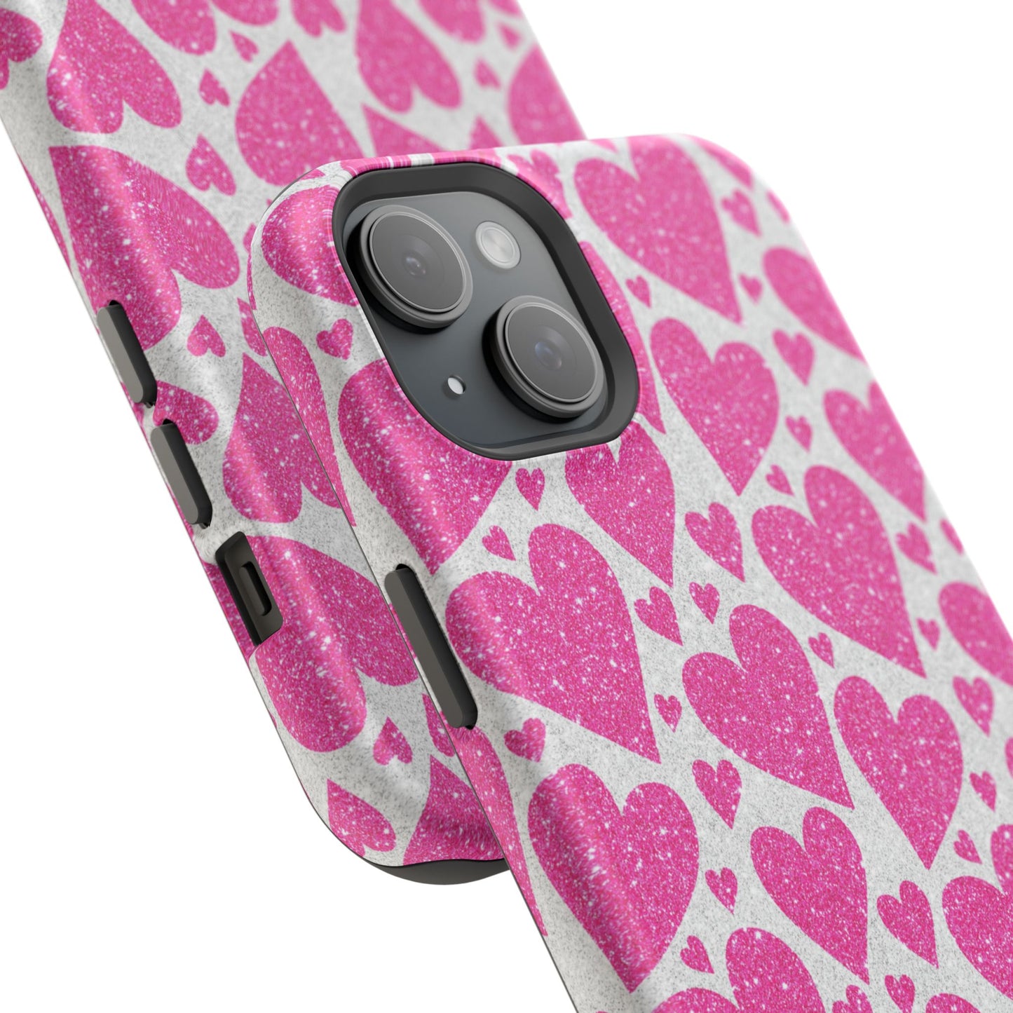 Pink Glitter Hearts Pattern MagSafe Case