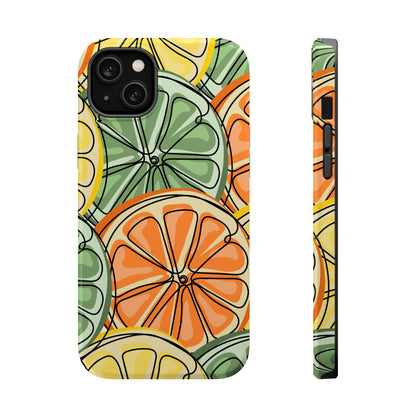 Citrus Zest Tough MagSafe iPhone Case – Bold Lime, Lemon, and Orange Design, Shockproof Protection