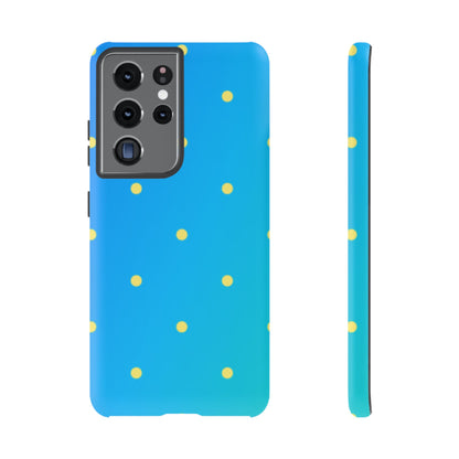 Blue Ocean Gradient Polka Dots Samsung Galaxy Case – Shockproof, Smooth Matte Finish, Dual-Layer Design