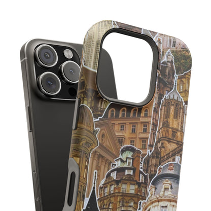 Vintage Architectural Collage MagSafe iPhone Case – Tough Dual-Layer Protection with Matte Finish