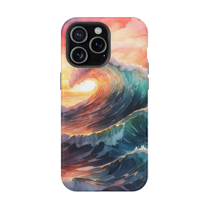 Ocean Sunrise Wave MagSafe iPhone Case – Vibrant Watercolor Wave Design