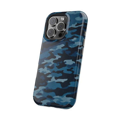 Dark Blue Camouflage – MagSafe iPhone Case with Modern Rugged Style