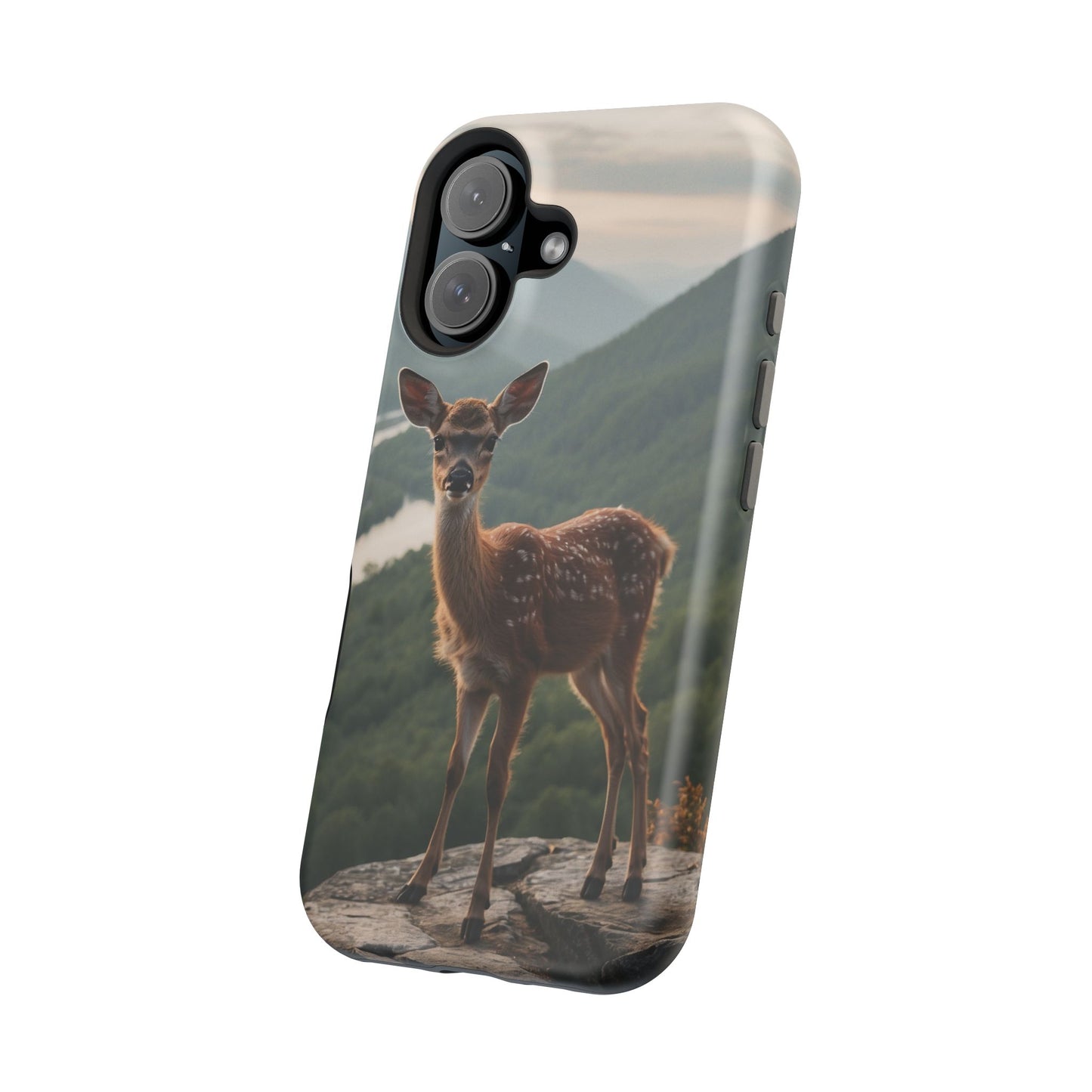 Majestic Fawn Overlooking Mountain Vista MagSafe iPhone Case