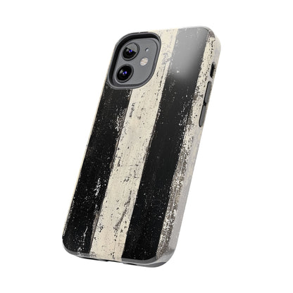 Vintage Vertical Stripe iPhone Case - Black & White Grunge Design - BOGO Cases