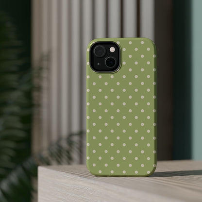 Sage Green Polka Dots – MagSafe iPhone Case