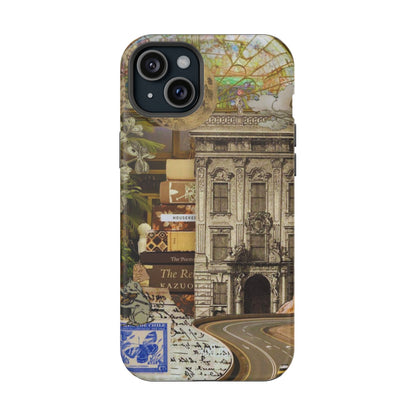 Whimsical Road Trip Collage MagSafe iPhone Case – Dual-Layer Protection with Vintage Art and Adventure Design