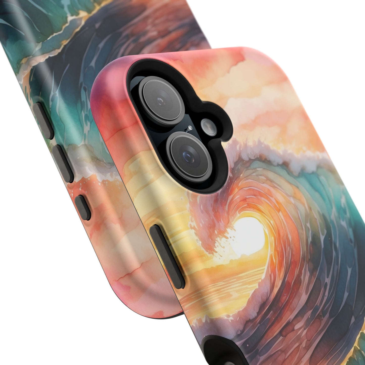 Ocean Sunrise Wave MagSafe iPhone Case – Vibrant Watercolor Wave Design