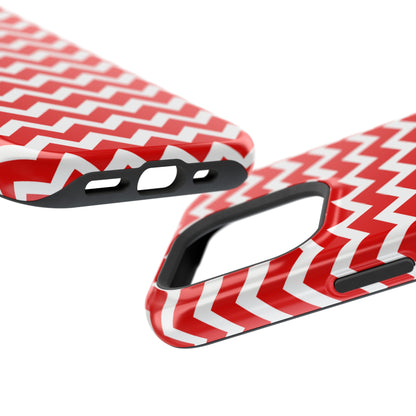 Bold Red & White Chevron – Modern Geometric MagSafe iPhone Case