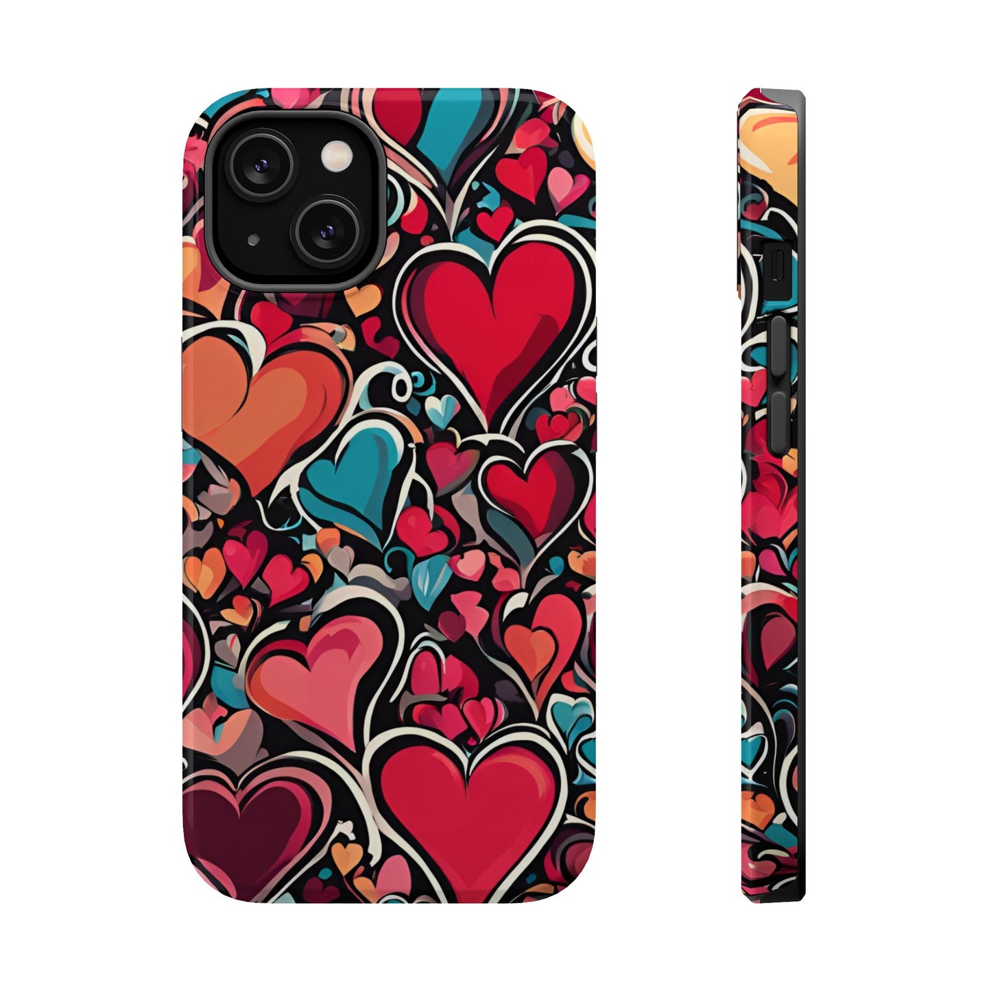 Vibrant Multicolor Heart Art – MagSafe-Compatible iPhone Case