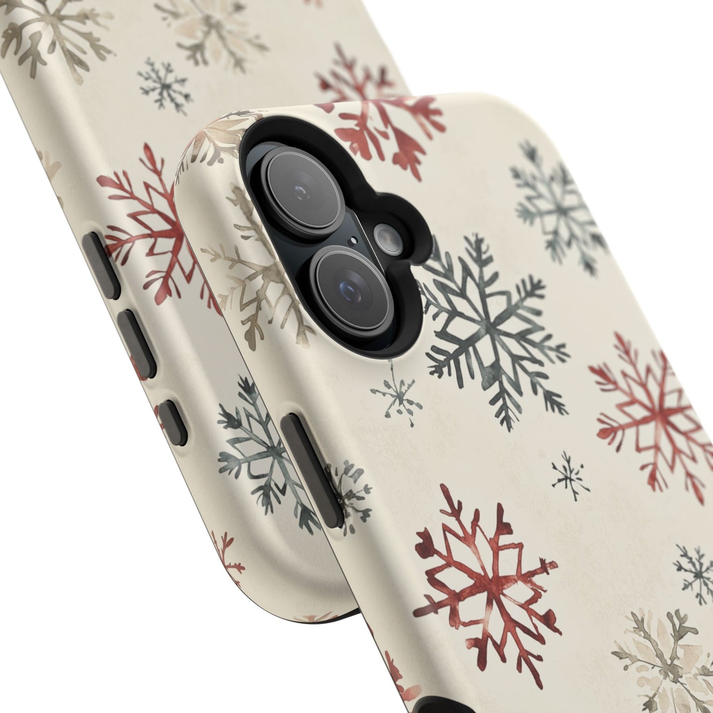 Vintage Red and Gray Snowflake Pattern – MagSafe iPhone Series Case