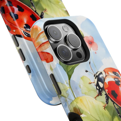 Watercolor Ladybug & Poppy Fields - MagSafe iPhone Case