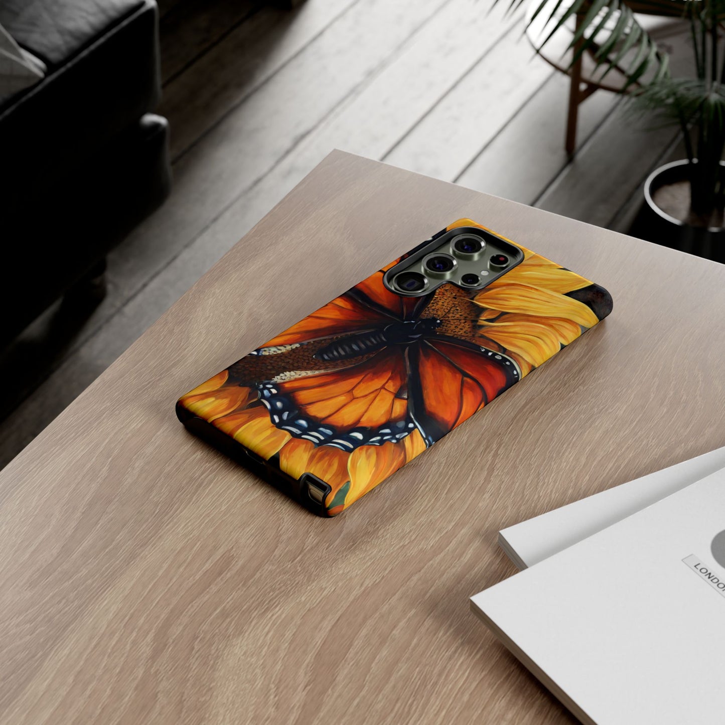 Monarch Butterfly & Sunflower Art – iPhone Case