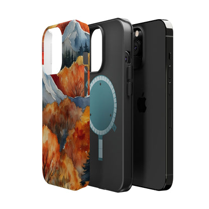 Autumn Mountain Forest Watercolor - MagSafe iPhone Case