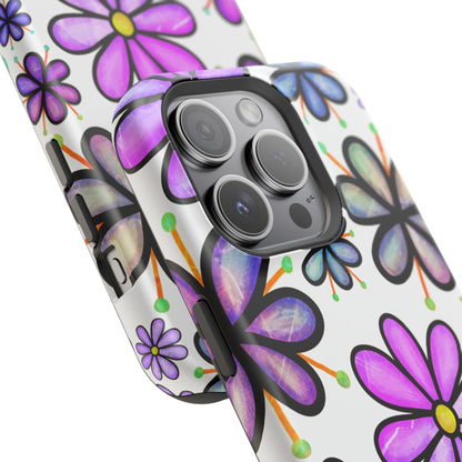 Whimsical Lavender Floral MagSafe iPhone Case – Ultra-Slim, High-Gloss Finish