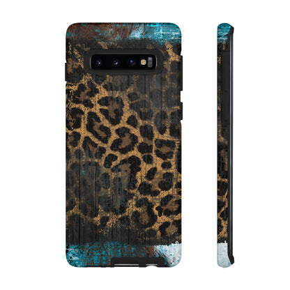 Boho Leopard and Turquoise Tough Samsung Galaxy Case – Rustic Western Design with Dual-Layer Protection