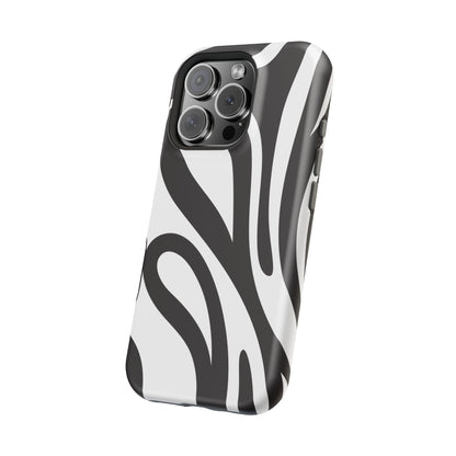 Modern Black and White Abstract Tough MagSafe iPhone Case – Bold Graphic Pattern with Dual-Layer Protection