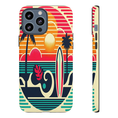 Retro Beach Vibes iPhone Case - Sunset Surfing Protective Cover