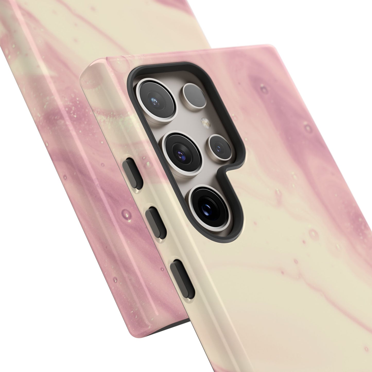 Blush Marble Glow – Samsung Galaxy Case with Rose Gold Swirl Design