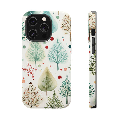 Watercolor Winter Trees MagSafe iPhone Case – Nature-Inspired, Holiday Theme Protective Cover