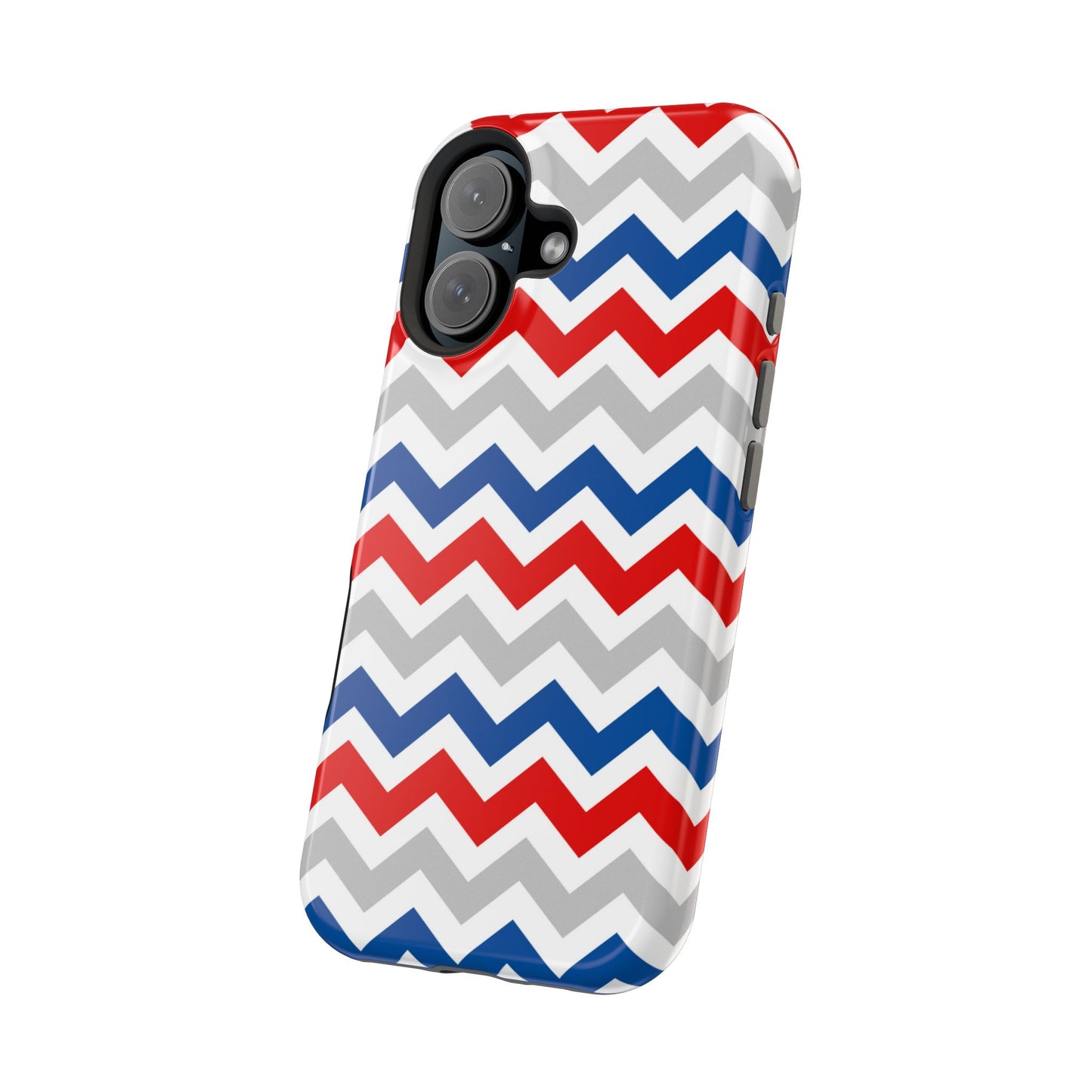 Patriotic Red, White & Blue Chevron – MagSafe Compatible iPhone Case