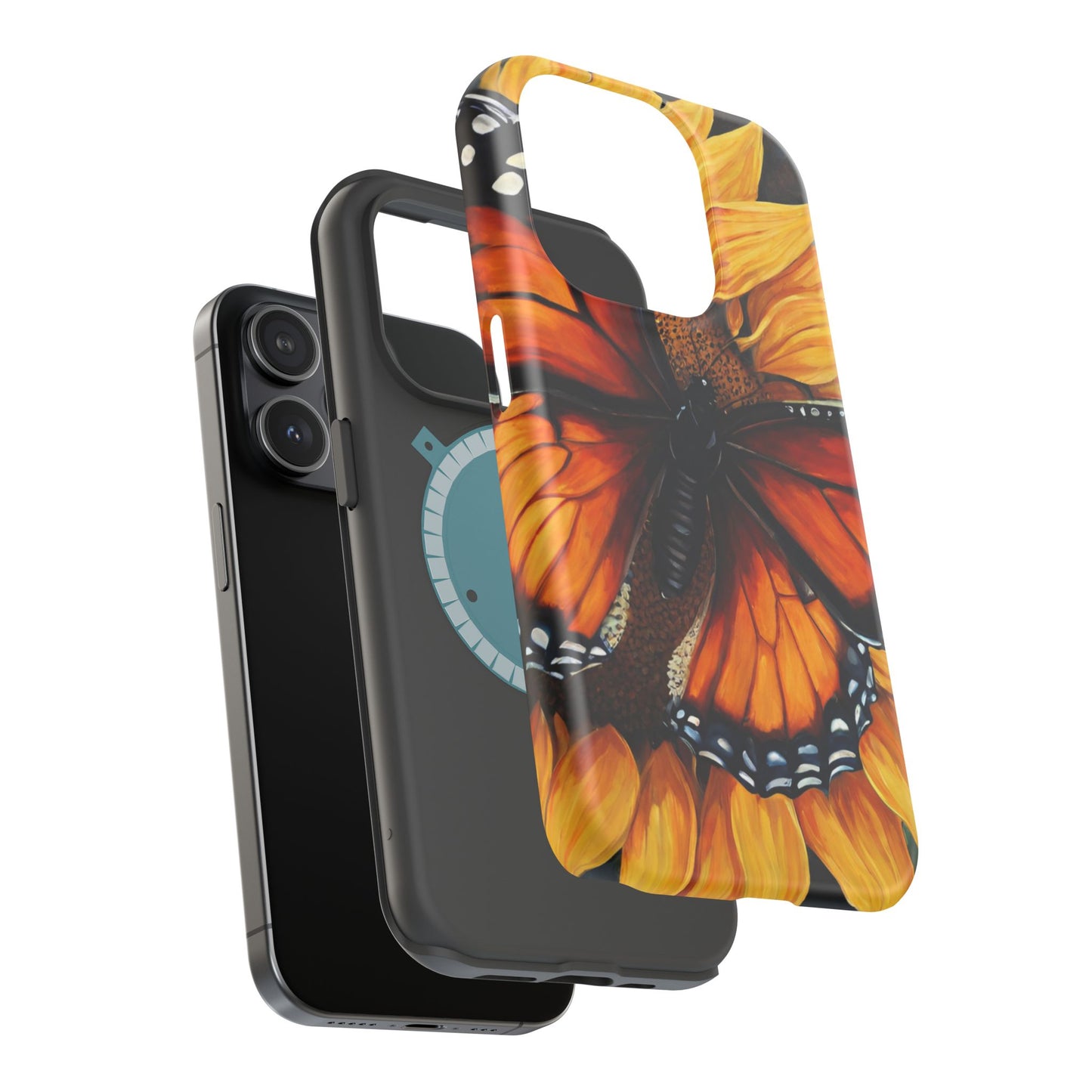 Monarch Butterfly & Sunflower Art – MagSafe iPhone Case