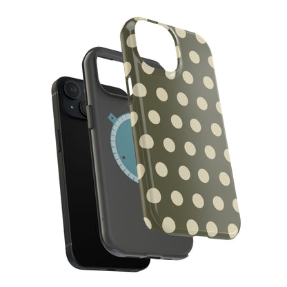 Vintage Green & Cream Polka Dots – MagSafe iPhone Case