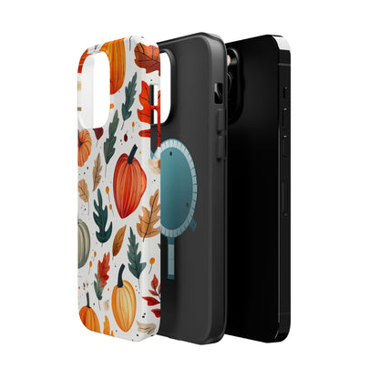 Autumn Harvest MagSafe iPhone Case - Pumpkin and Fall Leaf Design