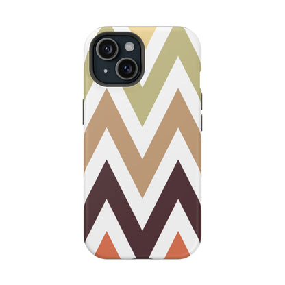 Earthy Chevron MagSafe iPhone Case – Boho-Inspired Design with Dual-Layer Protection