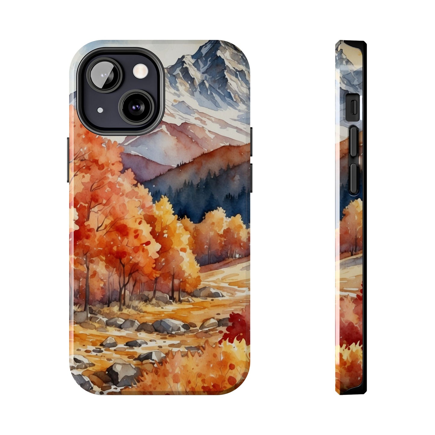 Watercolor Autumn Forest and Mountains - iPhone Case